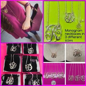 Script Monogram Initial Letter Necklaces,NWT